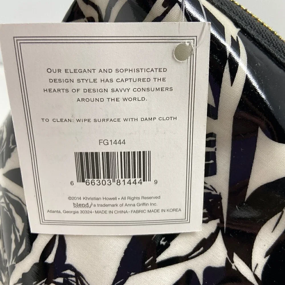 ANNA GRIFFIN | Set of 2 Black White Floral Cosmetic Bags Coated Cotton